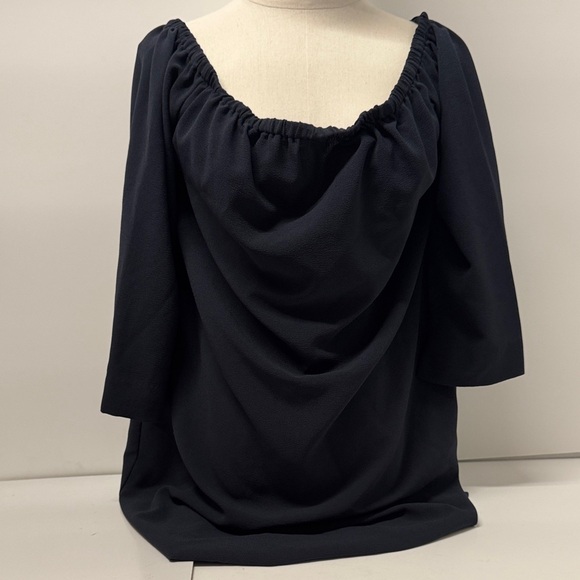 Felicity & Coco Charcoal Blouse off-the-shoulder Tag size L 20” pit-to-pit - Picture 1 of 7